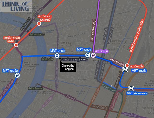 แผนที่สถานีรถไฟฟ้าชีวาทัยบางโพ