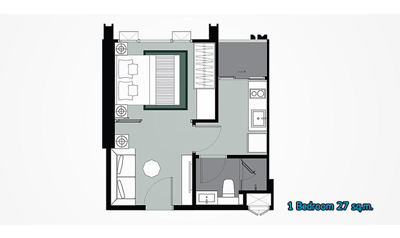 Whizdom รัชดา_1 Bedroom K