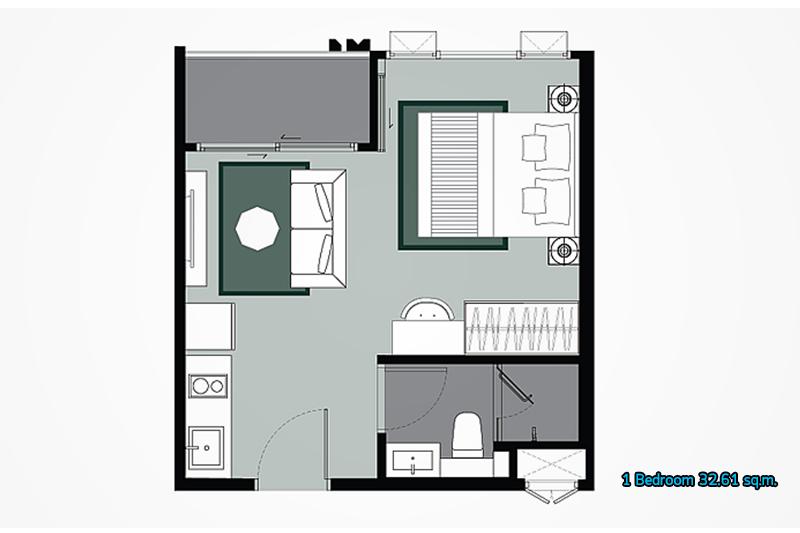 Whizdom รัชดา_1 Bedroom_1