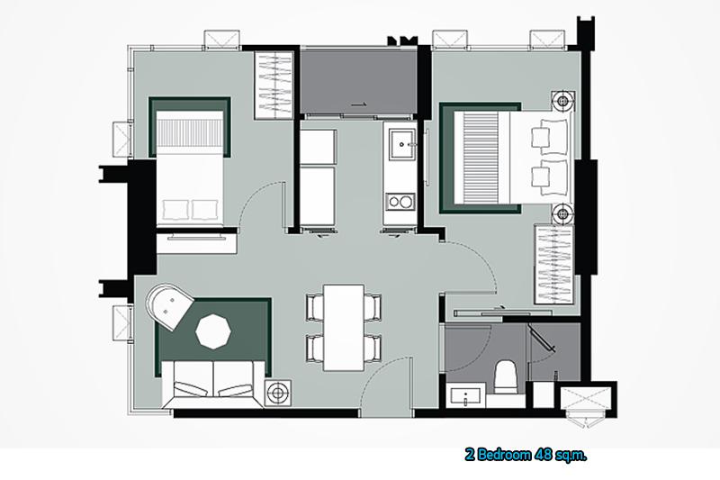 Whizdom รัชดา_2 Bedroom_1